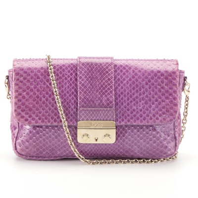 Christian Dior Flap Front Shoulder Bag in Purple Python Skin
