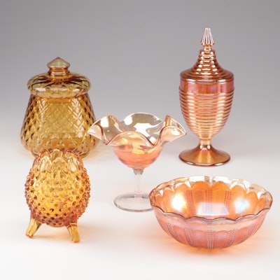 Hazel-Atlas with Other Marigold Carnival, Amber and Iridescent Glass