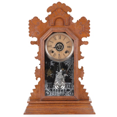 Ansonia Clock Co. Oak Eight Day "Belmont" Parlor Clock, 1878