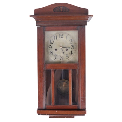 Kraft Behrens German Art Deco Walnut Wall Clock, Early to Mid-20th Century
