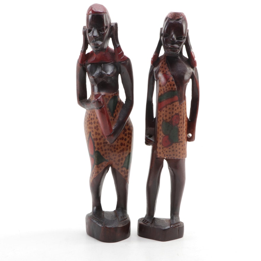 Maasai Male and Female Carved Wood Figures