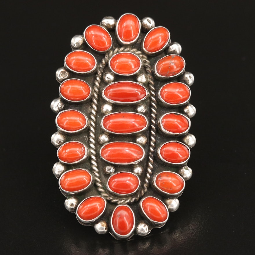Southwestern Sterling Coral Ring