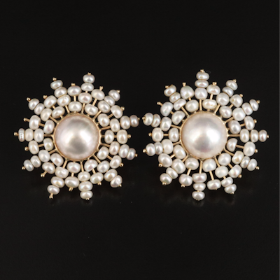 14K Pearl Starburst Earrings