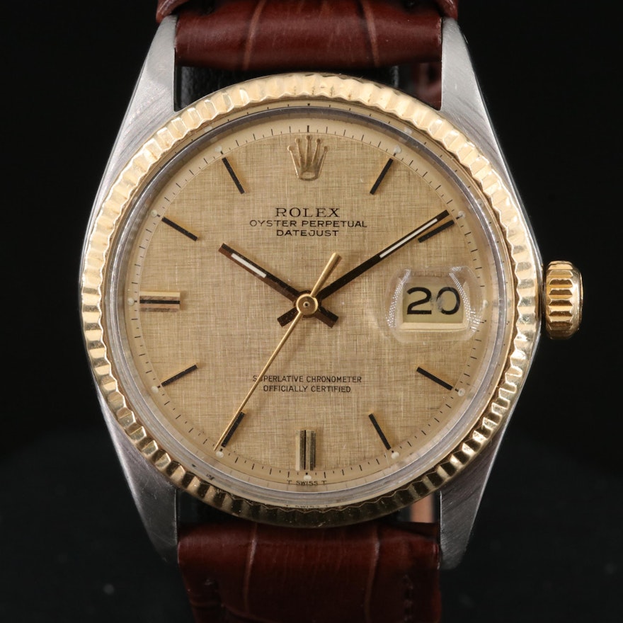1971 Rolex Datejust "Pie Pan" Linen Dial Wristwatch