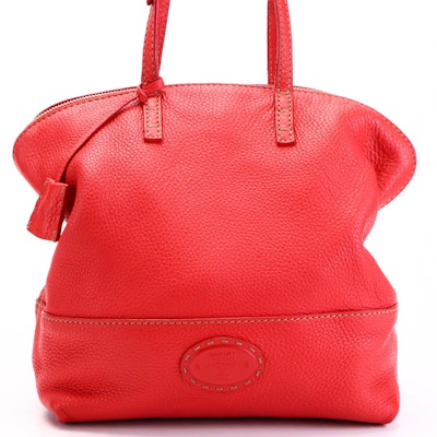 Fendi Selleria 2Bag Red Grained Leather Shoulder Bag