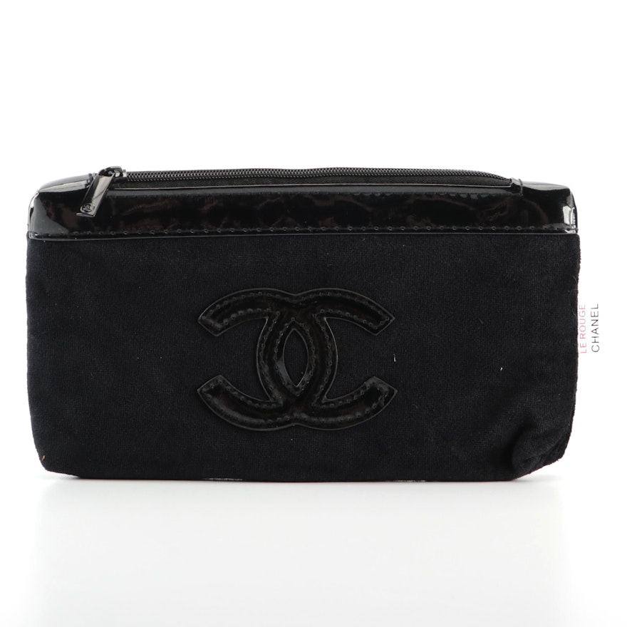 Chanel Le Rouge Promotional Pouch in Black Terry Cloth and Vinyl