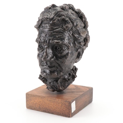 Patinated Bronze Bust of Esther H. Morris on Wood Base, 20th Century