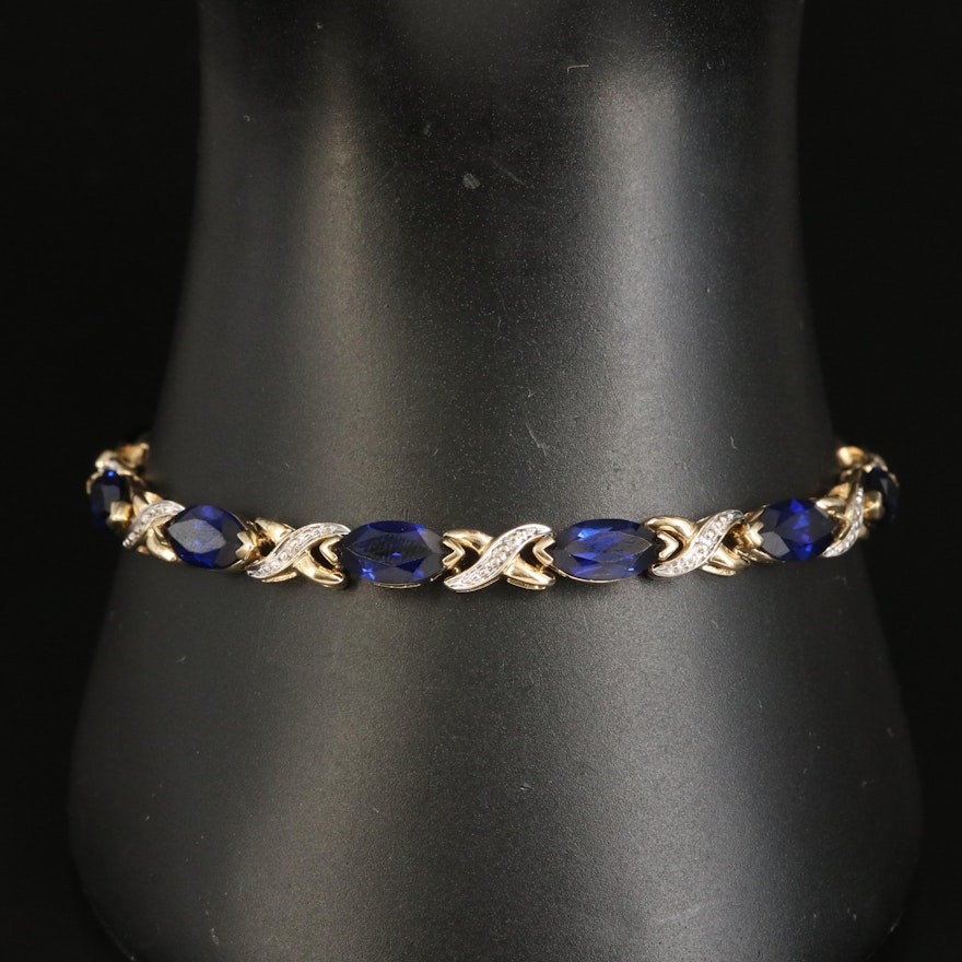 10K Sapphire and Diamond Bracelet