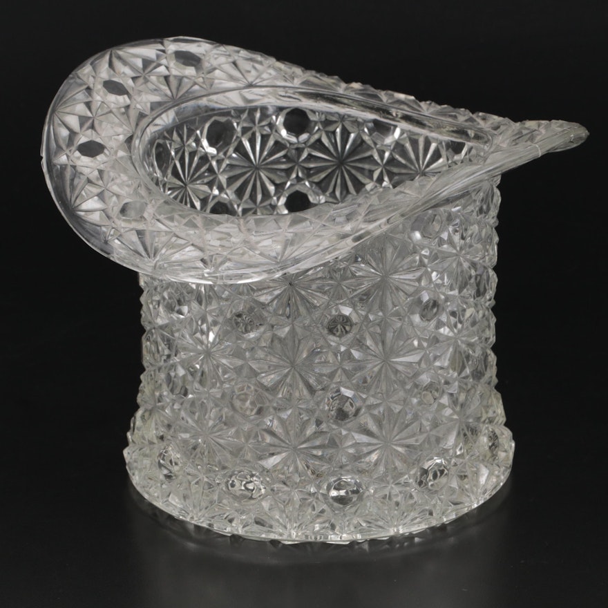 EAPG Daisy and Button Top Hat Spooner Vase, 20th Century