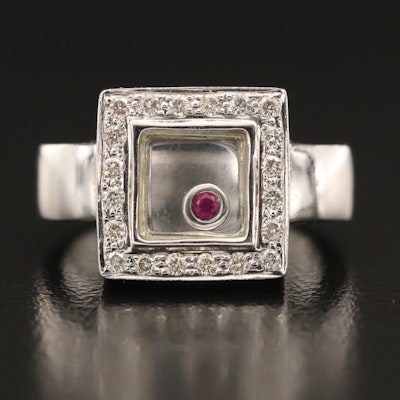 14K Floating Ruby Ring with Diamond Halo