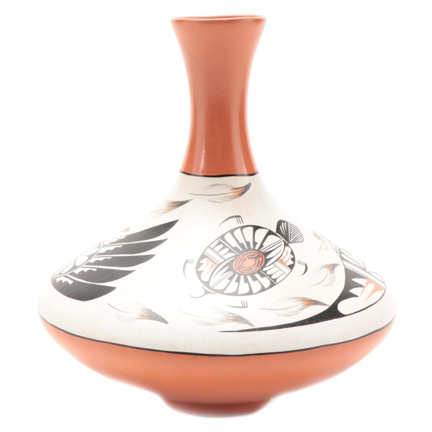 Vangie Tafoya Jemez Pueblo Hand-Painted Polychrome Pottery Vase