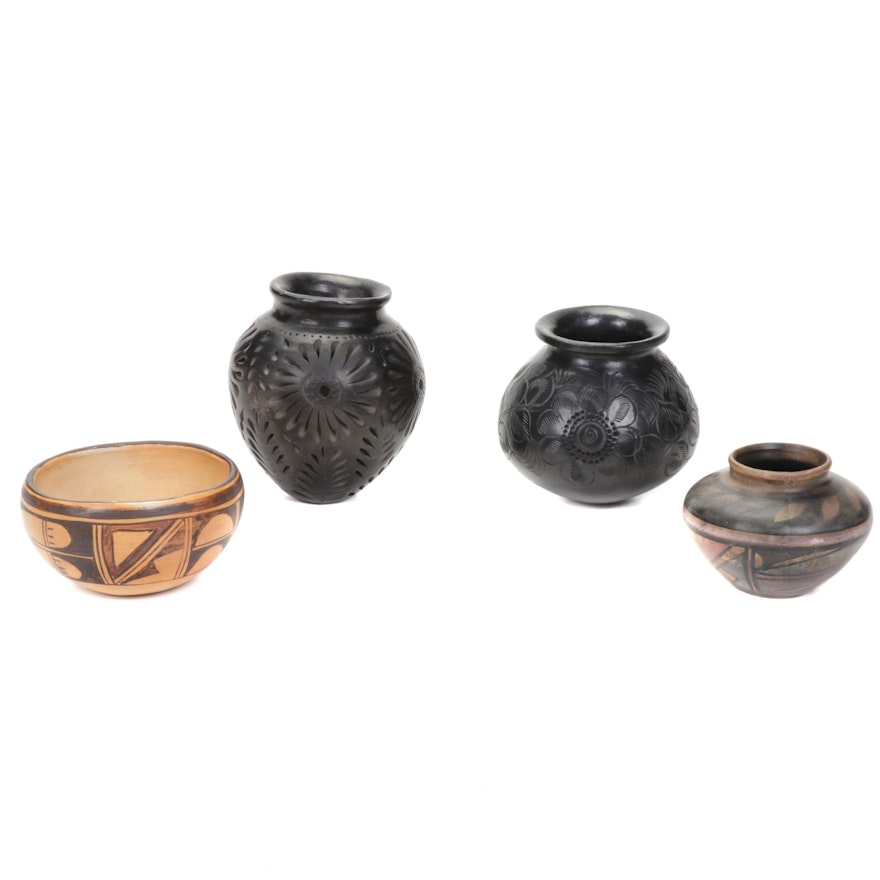 Southwest Pueblo Style Black on Black and Other Pottery