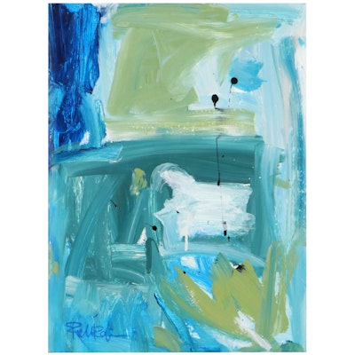 Robbie Kemper Abstract Acrylic Painting "Blue Green Algae," 2022