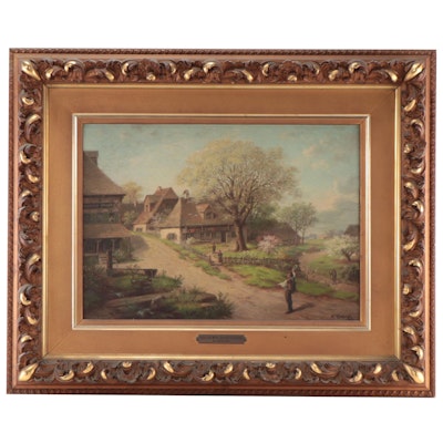 Rudolf Tschudi Genre Landscape Oil Painting, 1907