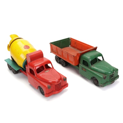 Structo Ready-Mix Cement and Dump Truck Pressed Steel Toys, 1960s