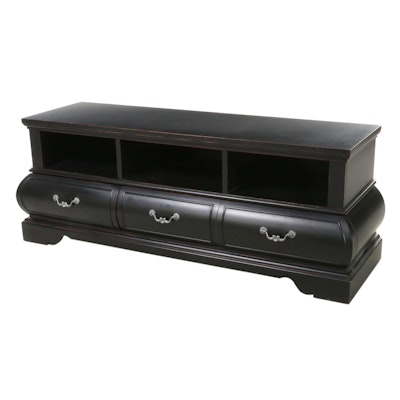 Black Lacquered Media Cabinet with Three Drawers
