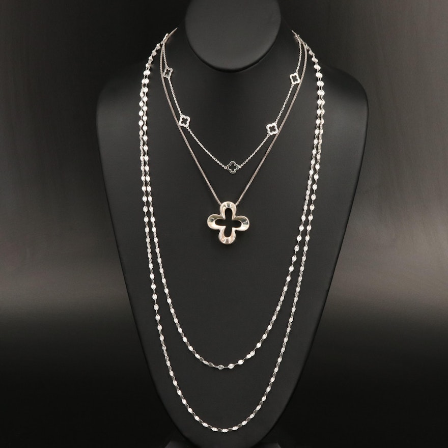 Sterling and Fine Silver Necklace Selection with Heidi Klum Quatrefoil Necklace