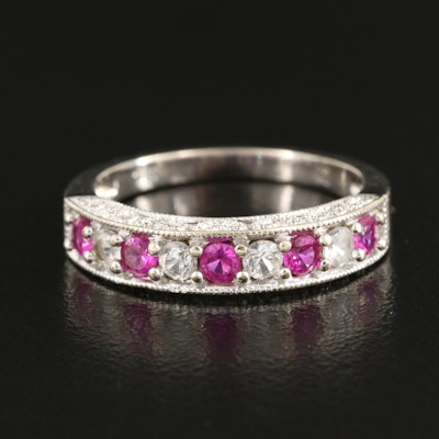 10K Ring with Alternating Rubies and Sapphires