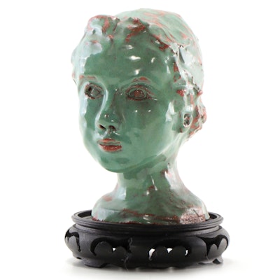 Glazed Terracotta Sculptural Bust