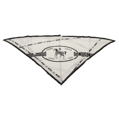 Fendi Selleria Triangular Choker Scarf in Printed Silk Twill