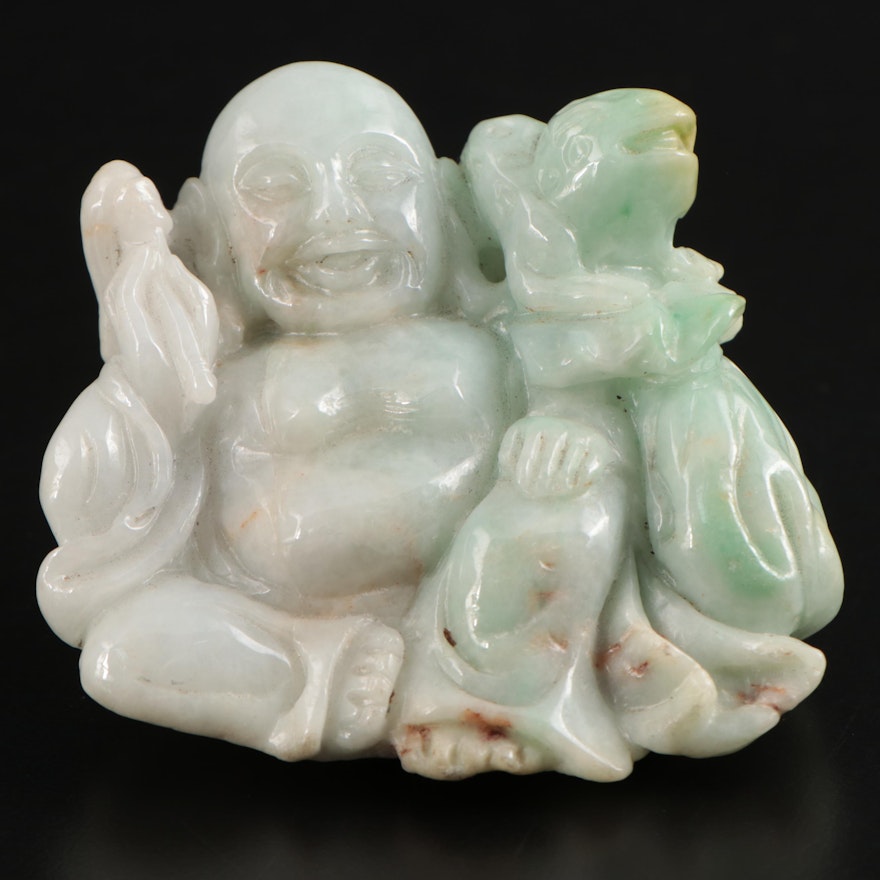 Chinese Carved Jadeite Budai Figurine