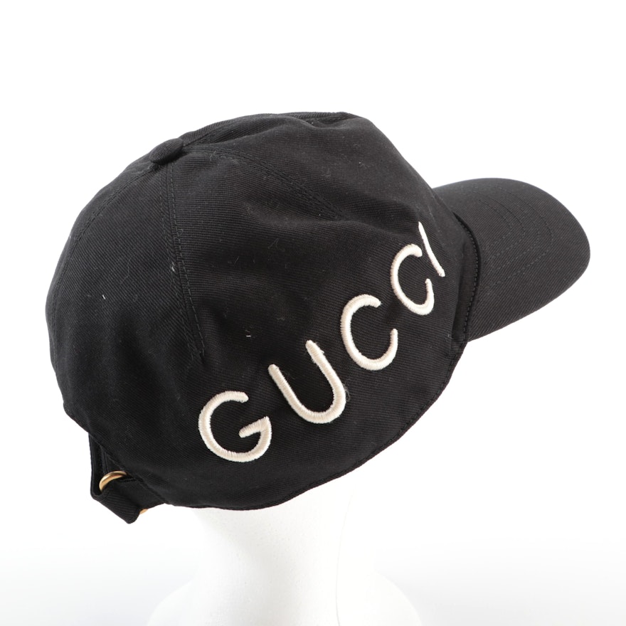 Gucci Loved Embroidered Baseball Cap in Black Canvas
