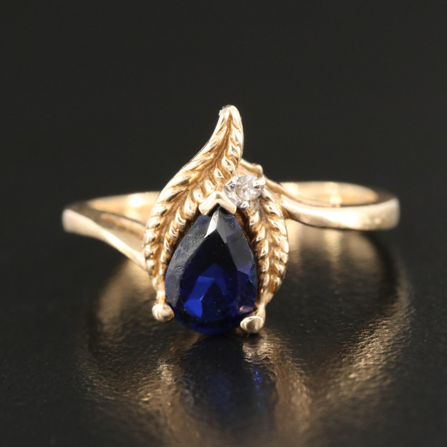 10K Sapphire Ring with Diamond Accent