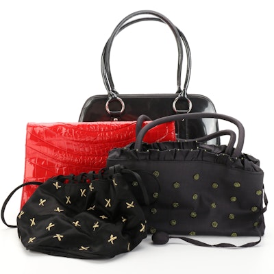 Paloma Picasso Drawstring Bag, Saks Fifth Avenue Convertible Clutch, and More