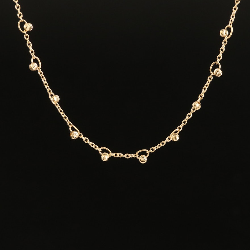 14K Necklace with Diamond Cut Beads