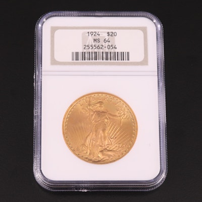 NGC Graded MS64 1924 Saint Gaudens $20 Gold Coin