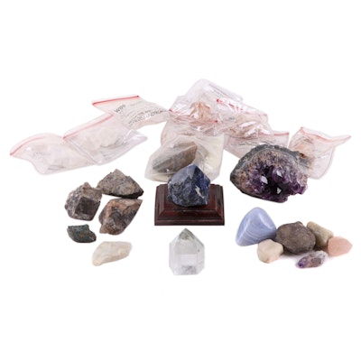 Amethyst, Sodalite, Quartz, Permian Age Rock Salt and Other Mineral Specimens