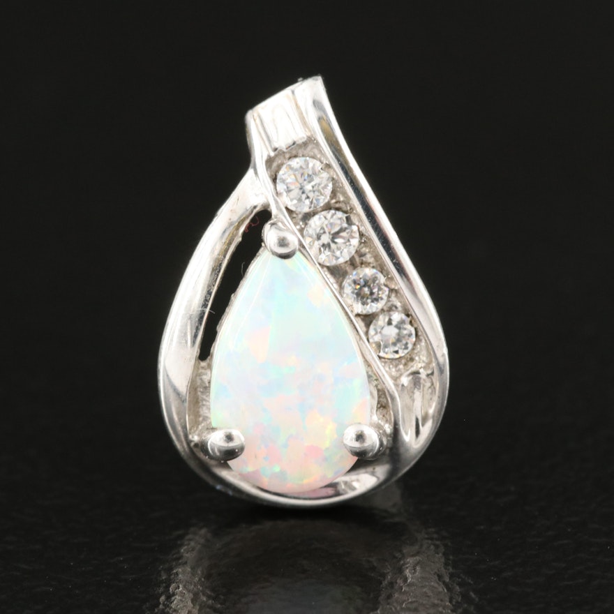 Sterling Opal and Cubic Zirconia Pendant