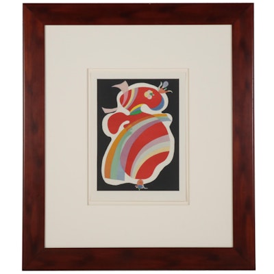 Color Lithograph After Wassily Kandinsky "La forme rouge," Mid-Late 20th Century