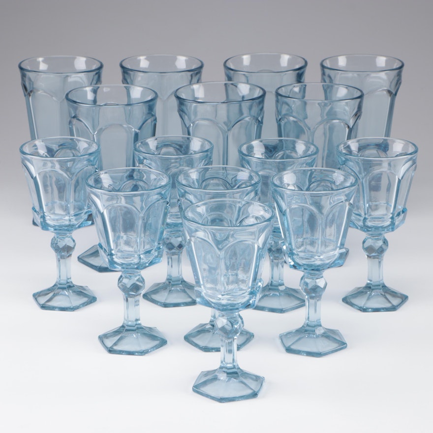 Fostoria "Virginia Light Blue" Iced Tea and Wine Glasses, 1980–1986