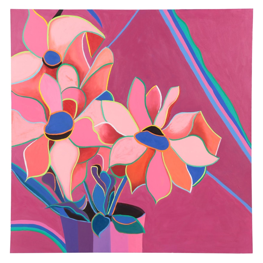 Suzie Wright Floral Acrylic Painting