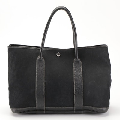 Hermès Garden Party 36 Tote in Black Canvas with Buffalo Leather Trim