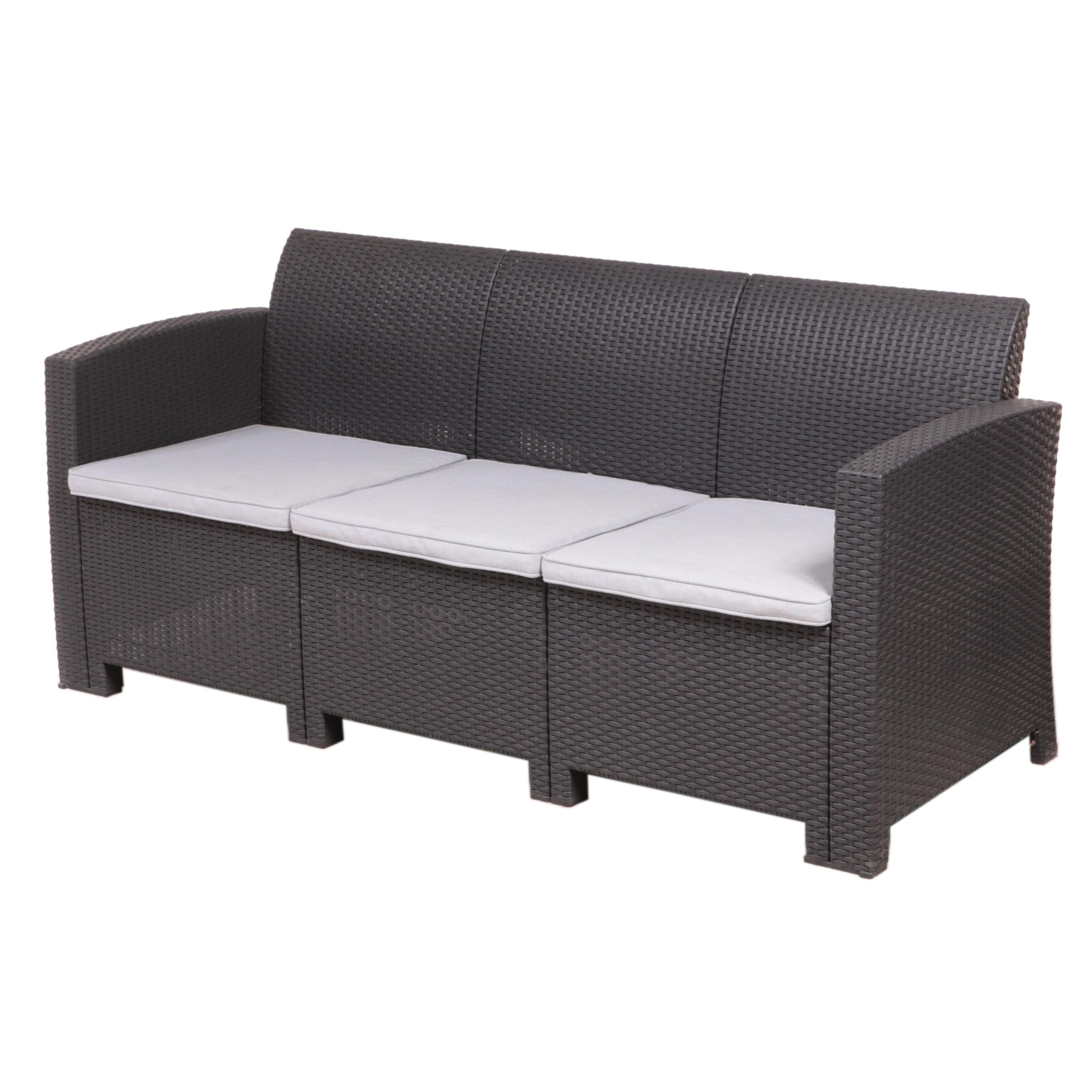 Grey Resin Wicker Patio Sofa EBTH