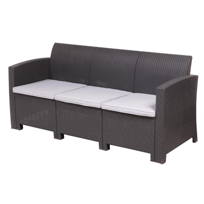 Grey Resin Wicker Patio Sofa