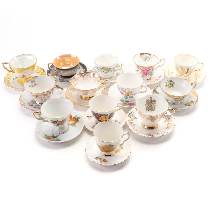 Windsor, and Other Porcelain and Bone China Tea Cups and Saucers