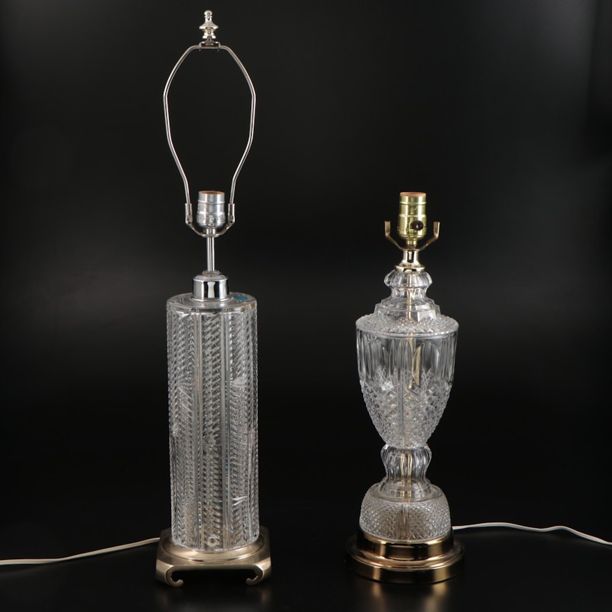 Waterford Cut Crystal Table Lamp with Moldblown Crystal Table Lamp