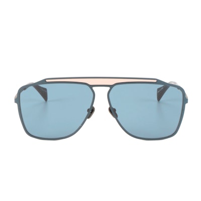 Yohji Yamamoto Sunglasses Aviator Matte Navy Frame Blue Lens