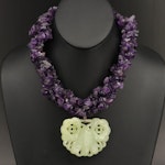 Sterling Amethyst and Serpentine Necklace