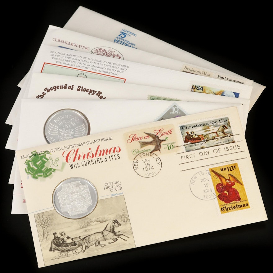 Six Fleetwood First Day Covers, with .999 Silver Medals in Each