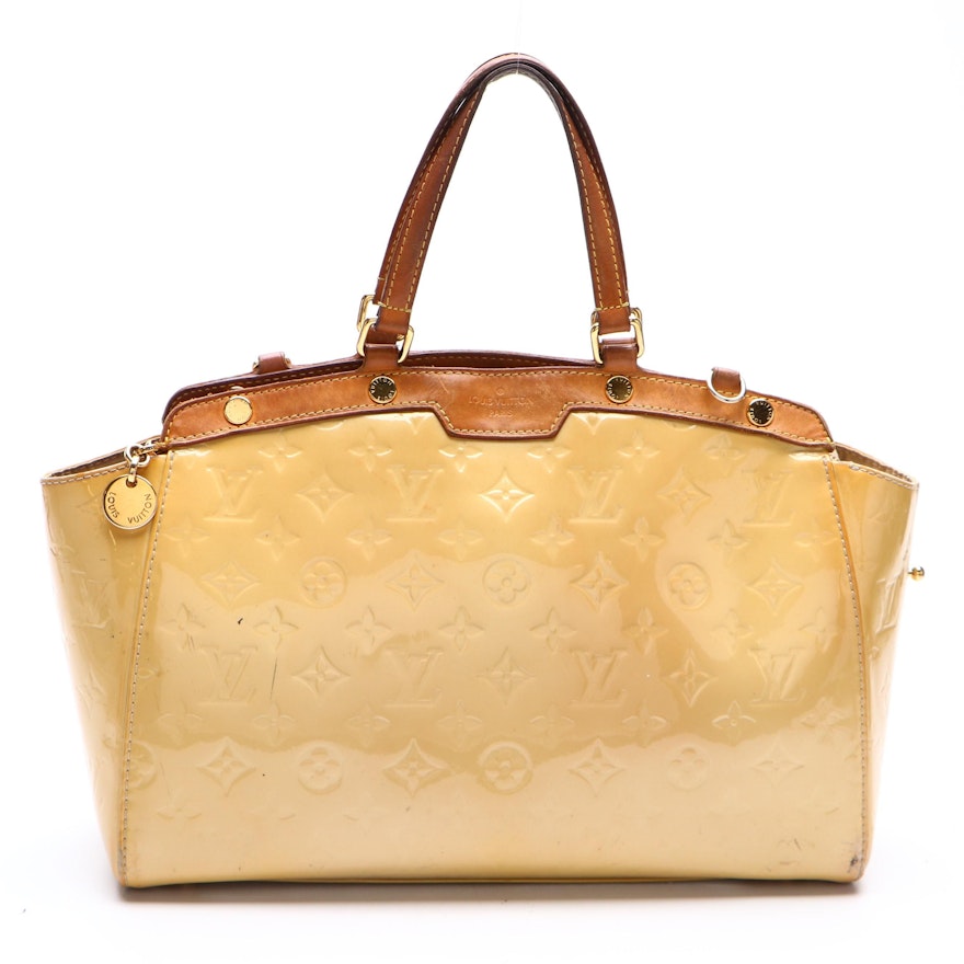 Louis Vuitton Brea Top Handle Bag in Monogram Vernis and Vachetta Leather