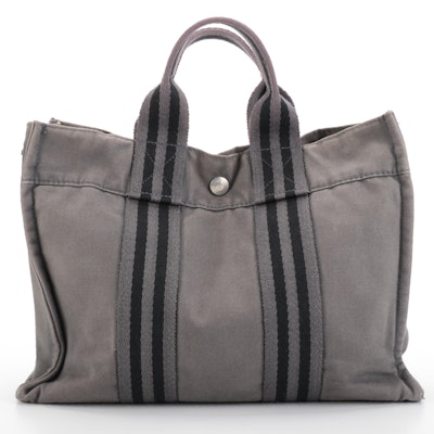 Hermès Fourre Tout PM in Grey and Black Canvas