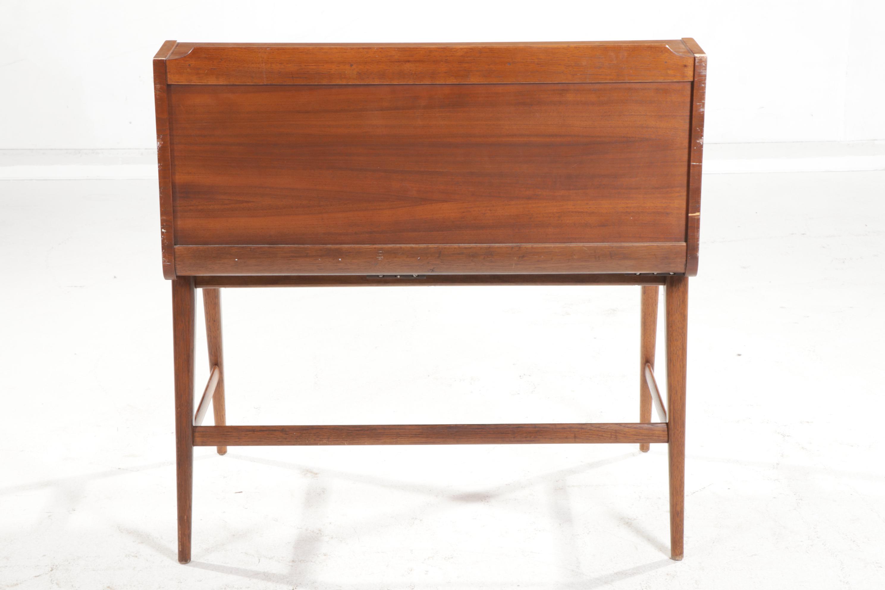 SlighLowry Mid Century Modern Walnut Tambour RollTop Writing Desk EBTH