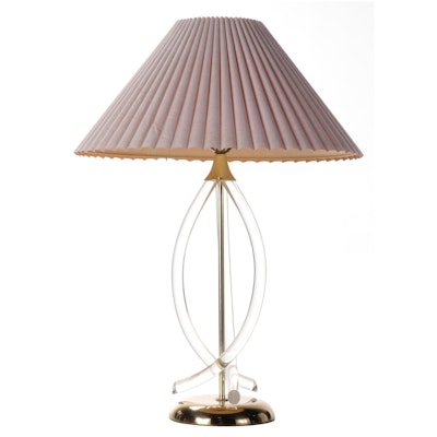 Post Modern Style Glass and Brass Table Lamp, Late 20th Century