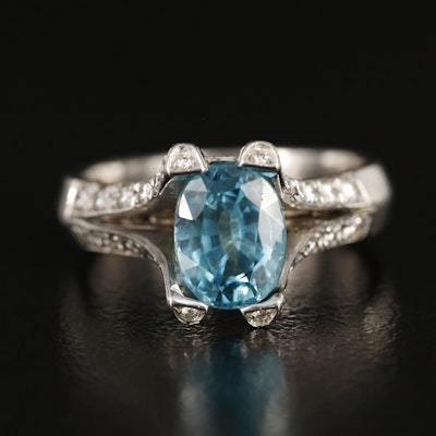18K Zircon and Diamond Ring