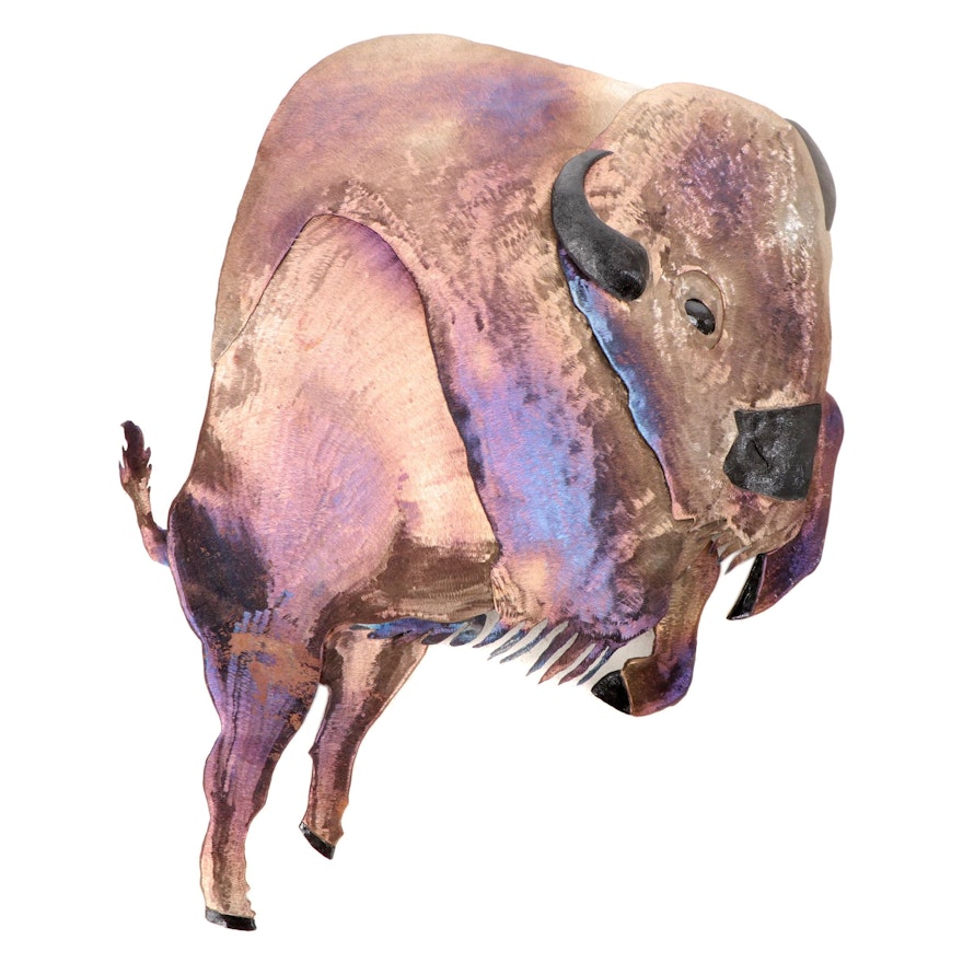 Tom Ficht Hammered Copper Plate Assemblage of a Buffalo, 1993