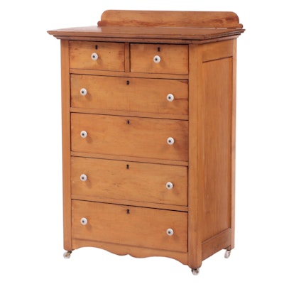 Late Victorian Maple and Mixed Wood Chest of Drawers